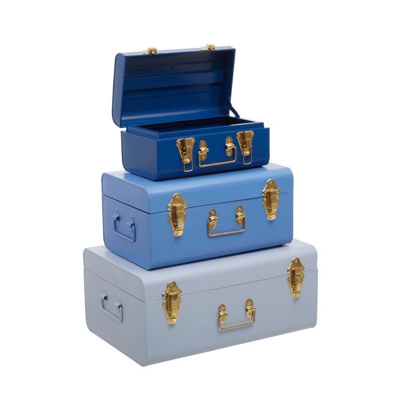 Forbush 3 Piece Accent Trunk Set, Blue
