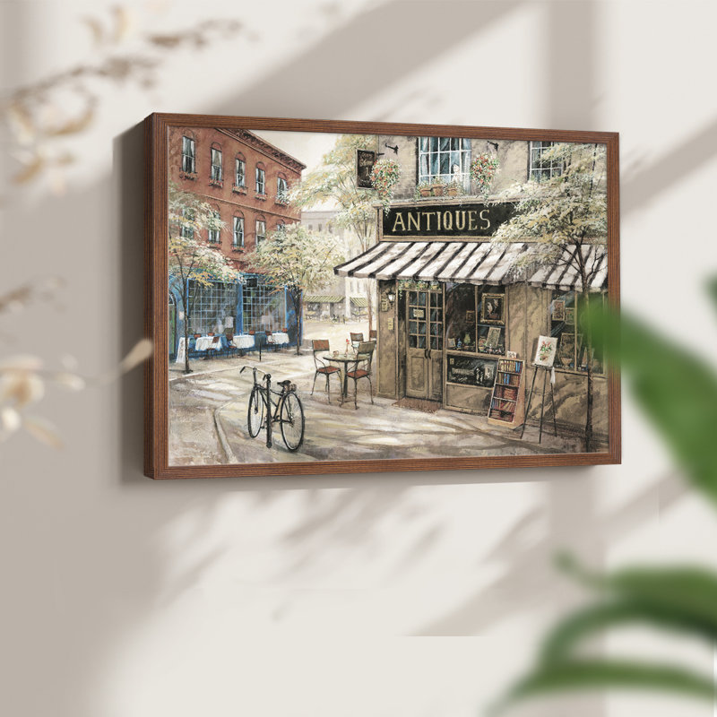 Voisinage de quartier - Reproduction encadrée - Restickable, H 22 po x l 28 po, Noyer