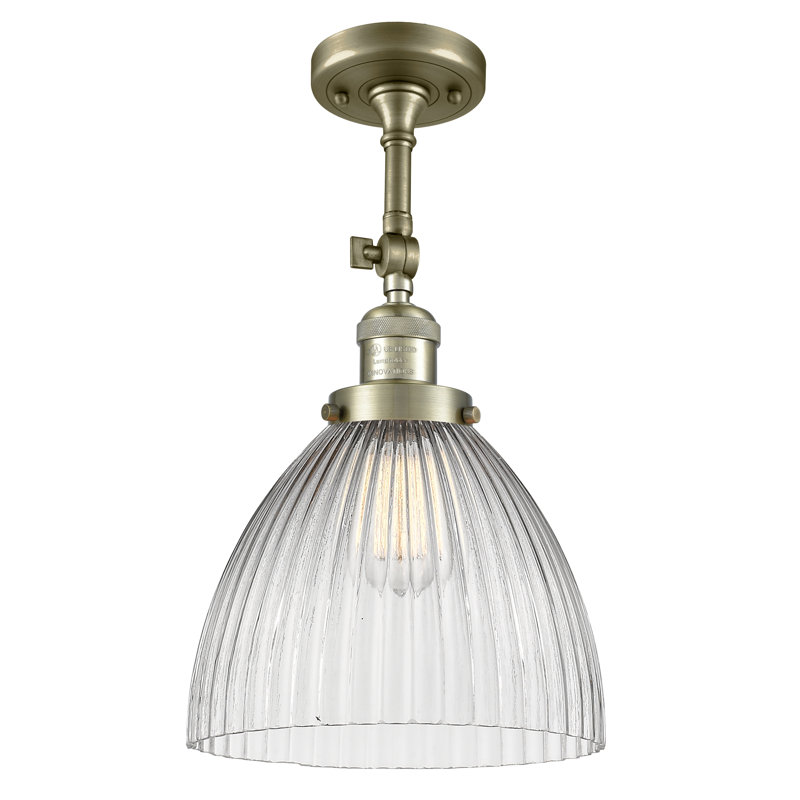 Tallulah Glass Semi Flush Mount, Antique Brass, 6 Watt Vinage LED Bulb
