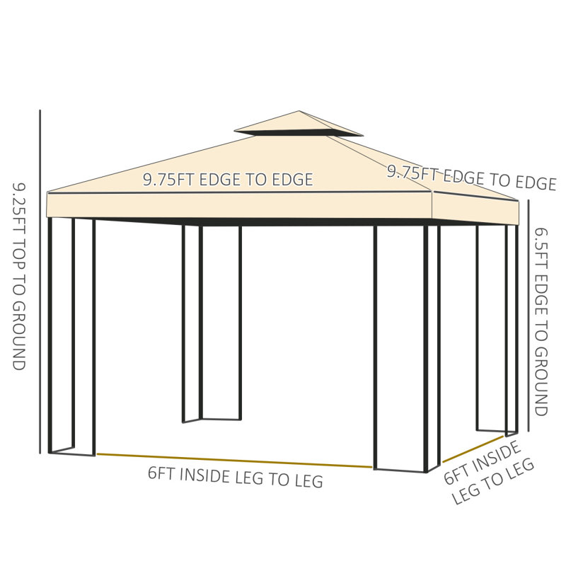 Extérieur 9,5 pi L 9,5 pi D Pavillon de jardin