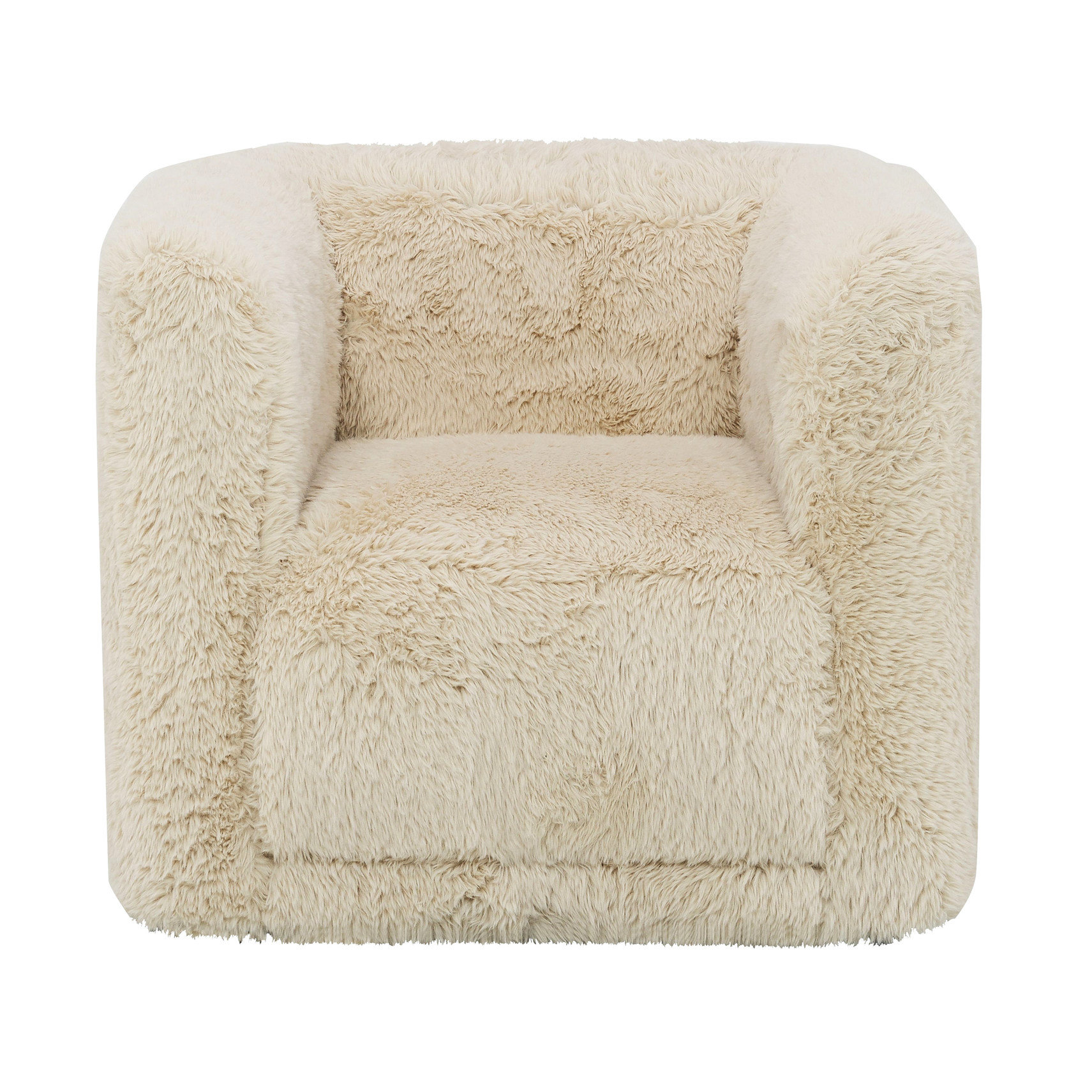 Hokku Designs Beige Linen Swivel Armchair, Resilient Foam Cushion ...