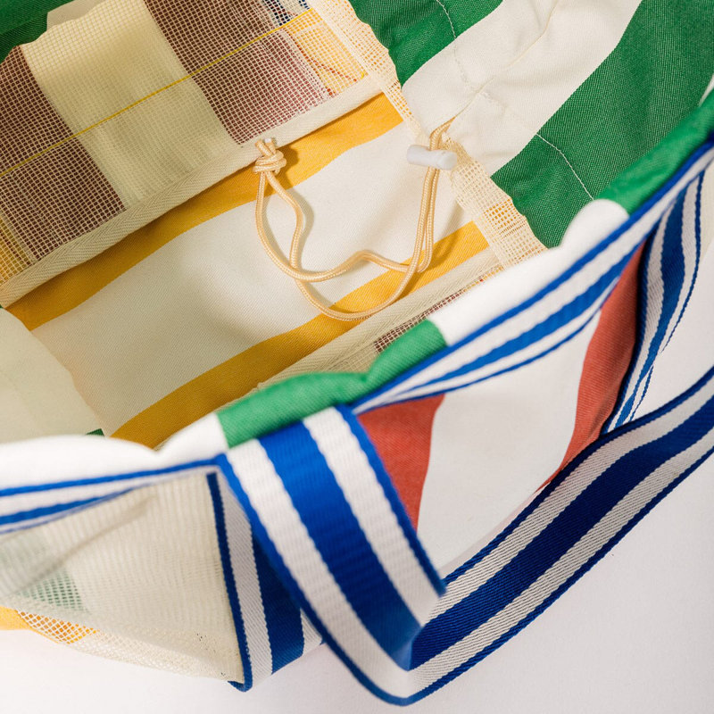 Mesh Beach Bag - Xlarge, White/Blue/Orange