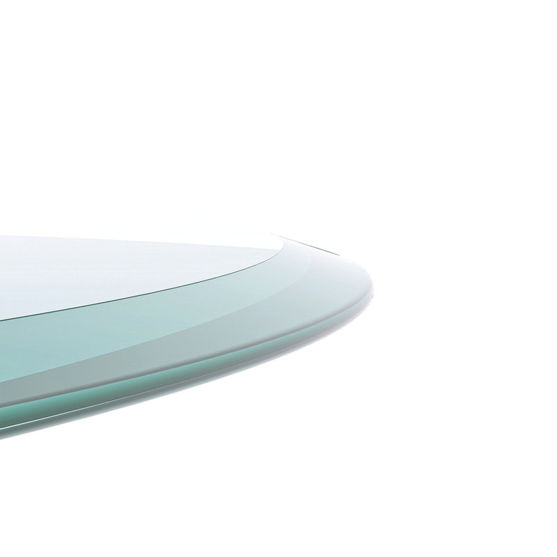 Plateau de table rond en verre trempé de 30 po, verre transparent, bord biseauté et épais de 2/5 po