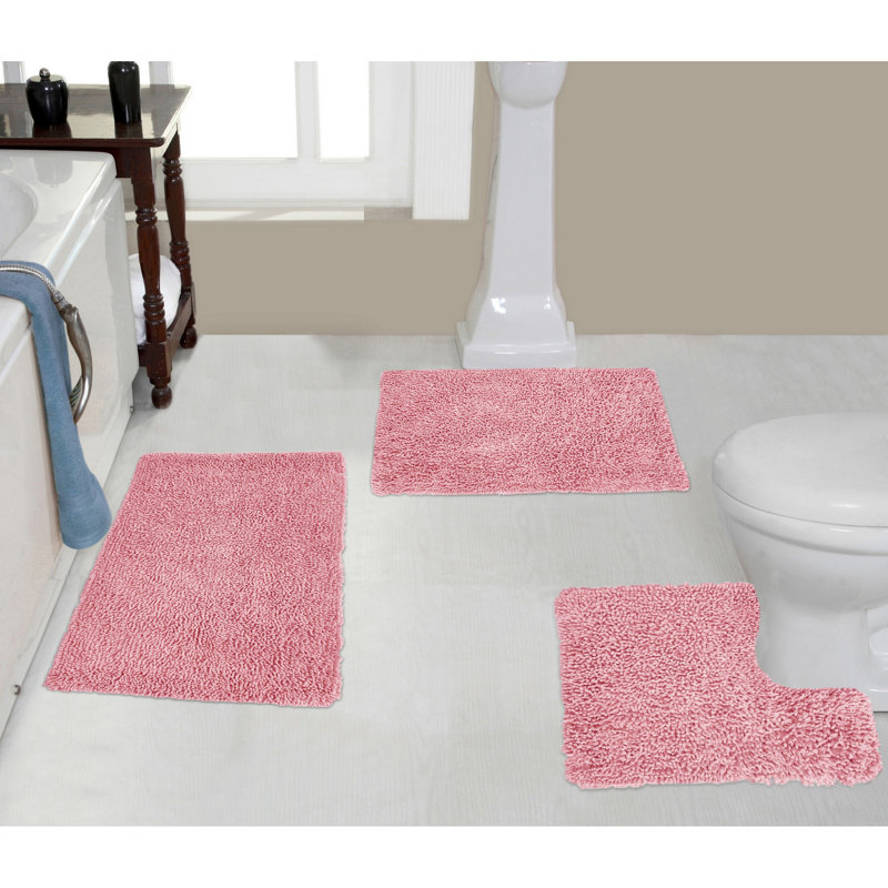 Ensemble de 3 tapis de bain Hazeltine, Rose