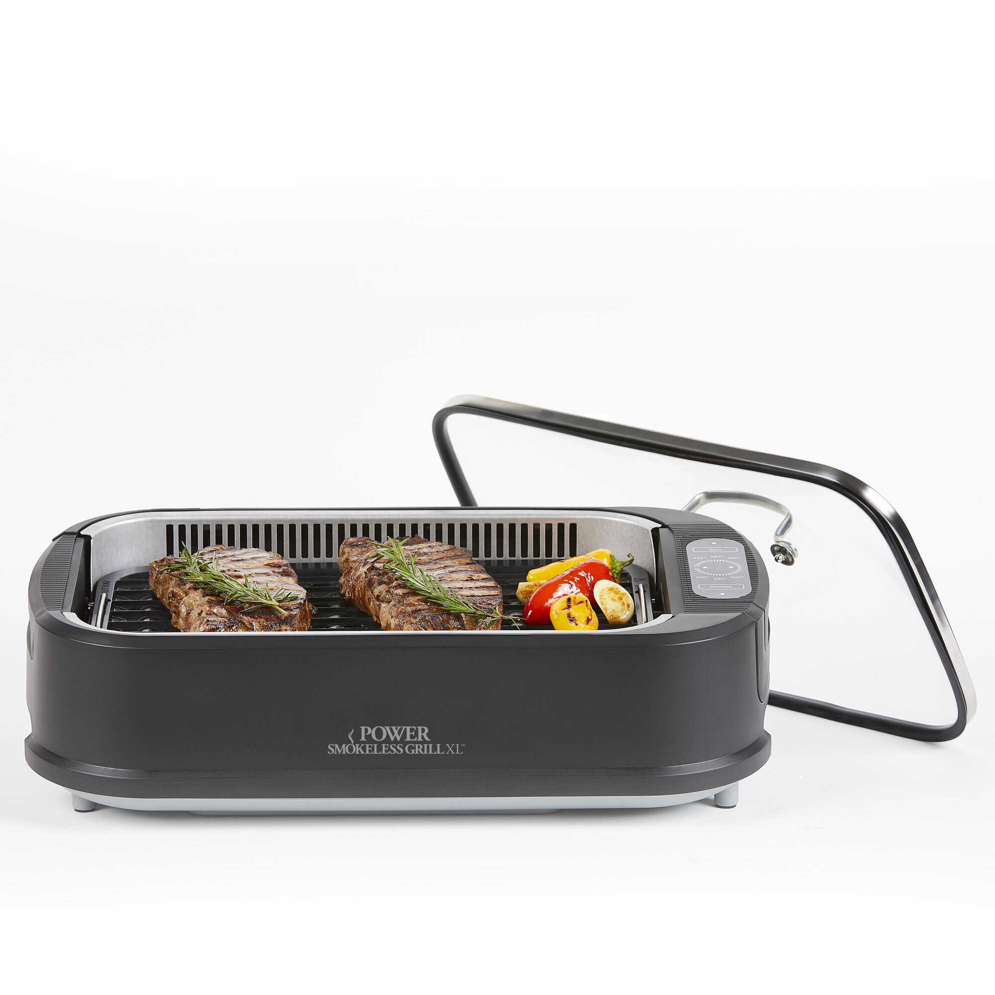 MegaChef Reversible Indoor Grill and Griddle with Removable Glass Lid
