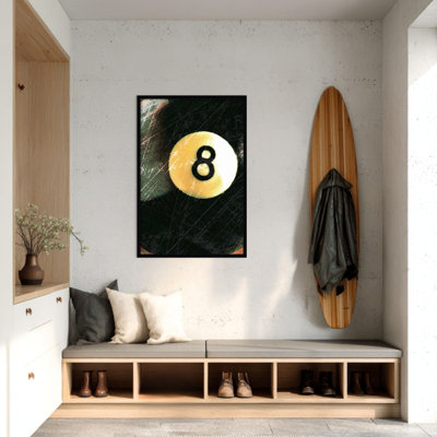  Framed Fabric Pinboard, Behind The 8 Ball by Tandi Venter Printed Bulletin Board for Use as a Vision Board or Wall Organization