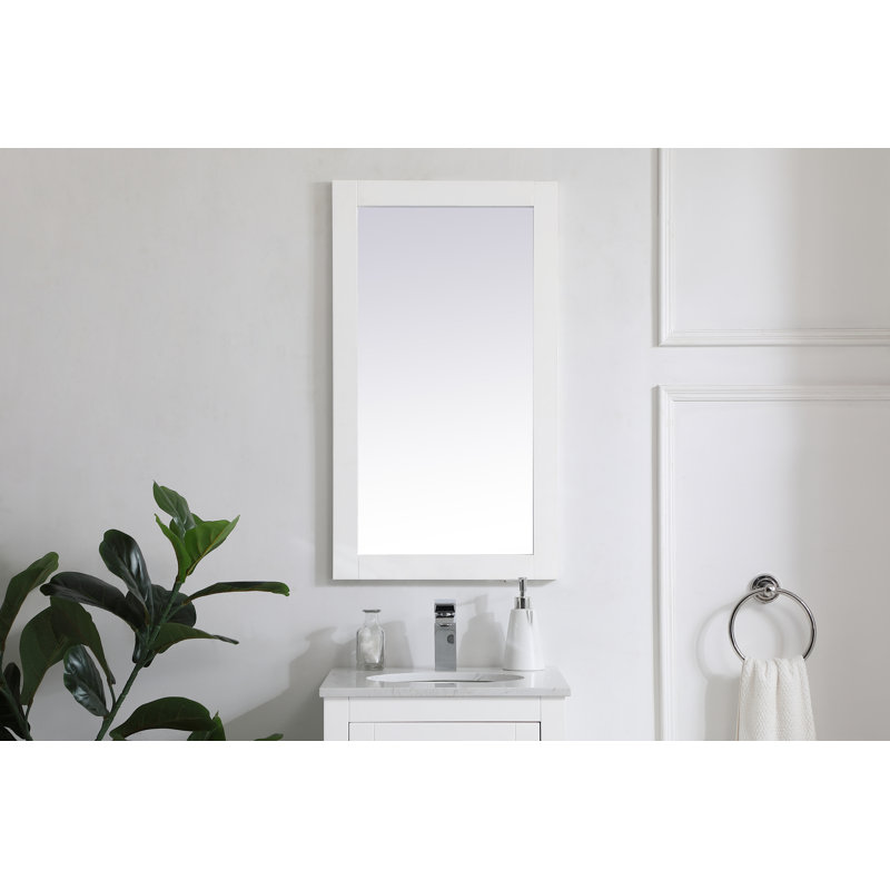 Metcalfe Solid And Engineered Wood Flat Wall Mirror, 32" x 18" , White