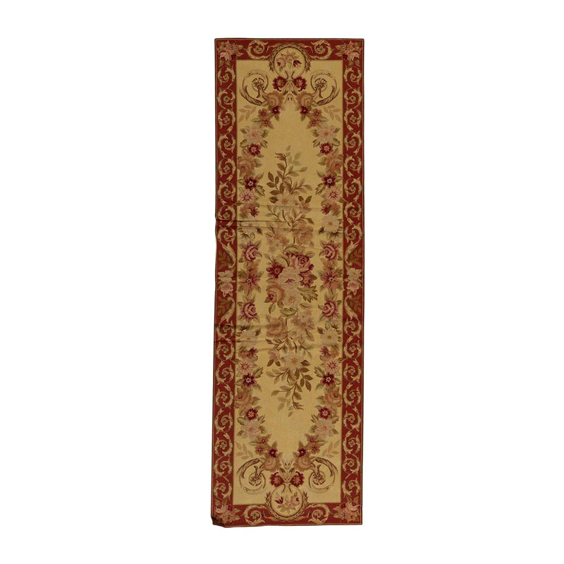 Tapis bourgogne / vert / beige noué à la main de haute qualité