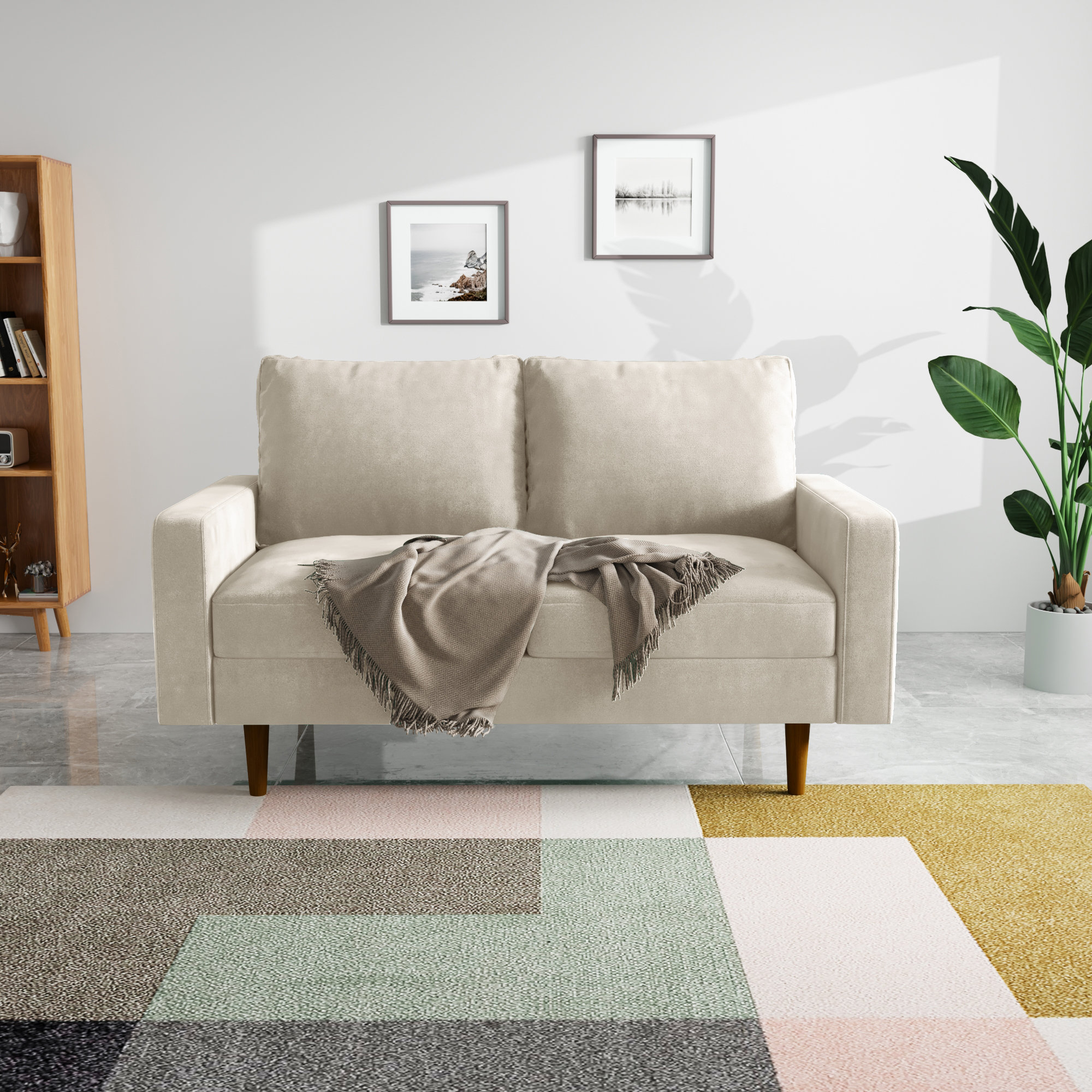 Ebern Designs Neelee 58'' Velvet Loveseat Small Sofa Couch Comfy ...