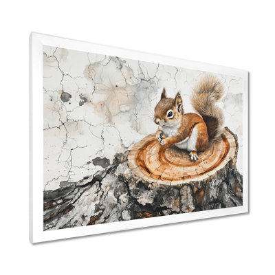 Angella, écureuil mignon sur une glissoire en bois, forêt IV - écureuil, art mural sur toile