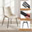 Set of 6 Mid-Century Modern Dining Chairs, Upholstered Faux Leather Side Chairs with Metal Legs, Beige-1244013425-1244013424