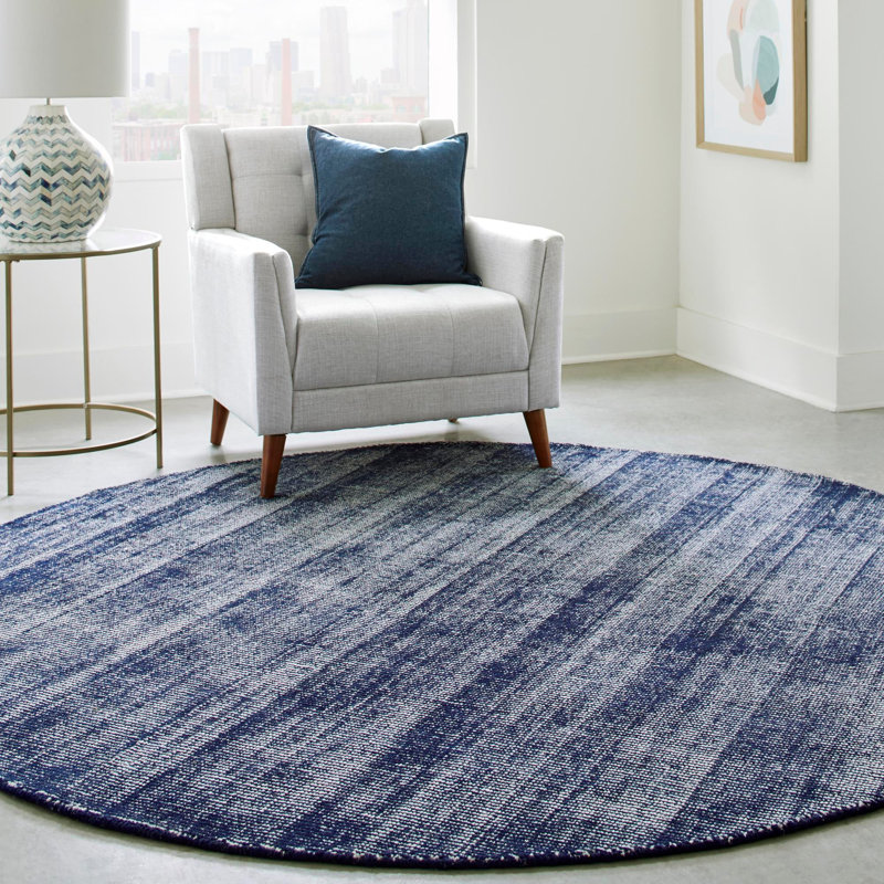 Liabah Wool Striped Indoor Rug, Round 7'