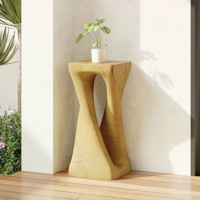 Table d'appoint d'extérieur, table de bout en forme de torsion, table d'appoint décorative, table de tabouret de jardin pour terrasse de balcon, côté piscine, béton léger, texture semblable au bois