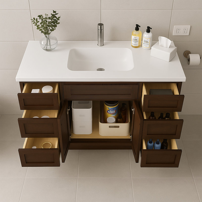 54'' Single Bathroom Vanity Base Only, Brown