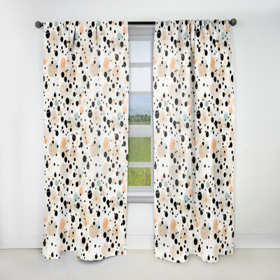 White And Black Polka Dots Explosion I - Modern Curtain - Velvet Room Darkening - 1 Panel