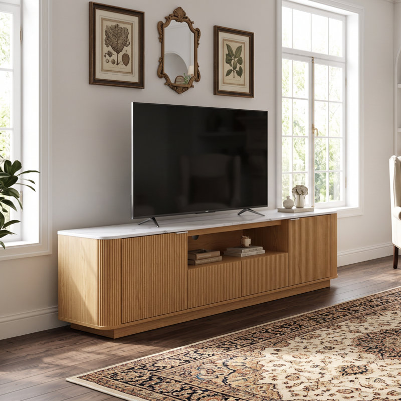 Meuble télé 70 po Mid-Century, Chêne