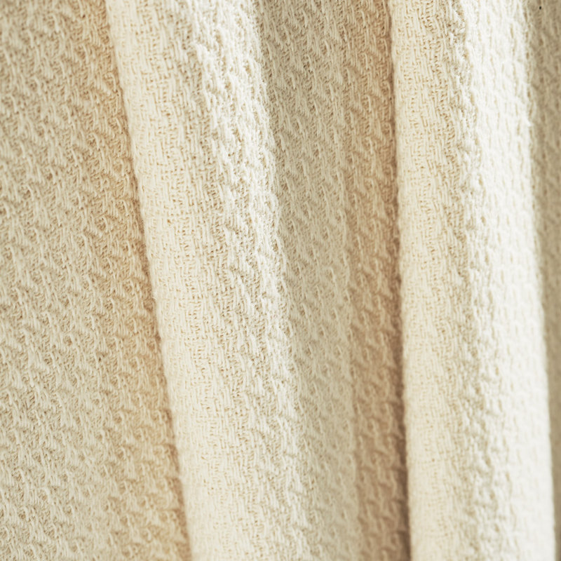 Ivory Waffle Weave Honeycomb Knit Cotton Throw Blanket
