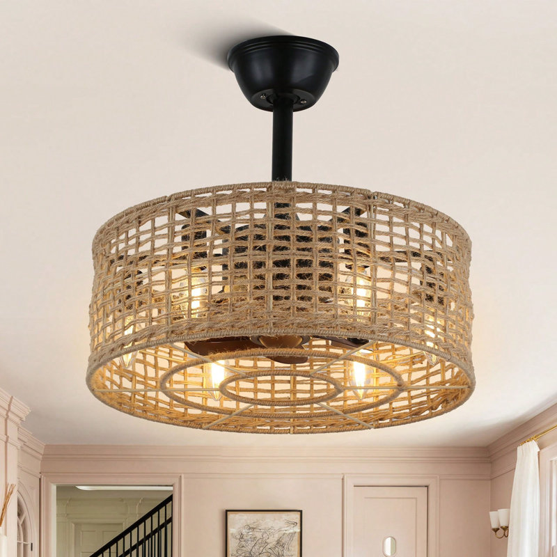 Ventilateur de plafond réversible en cage 18 po Farmhouse Boho