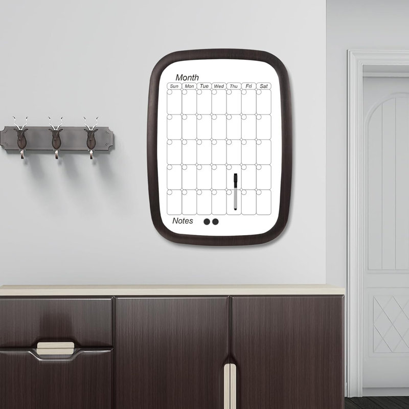 Calendar For Wall 17''*23'', Calendar Whiteboard Monthly With Decorative Wood Frame, White Board Calendar For Home Or Office To Keep Track Of To-Do Lists