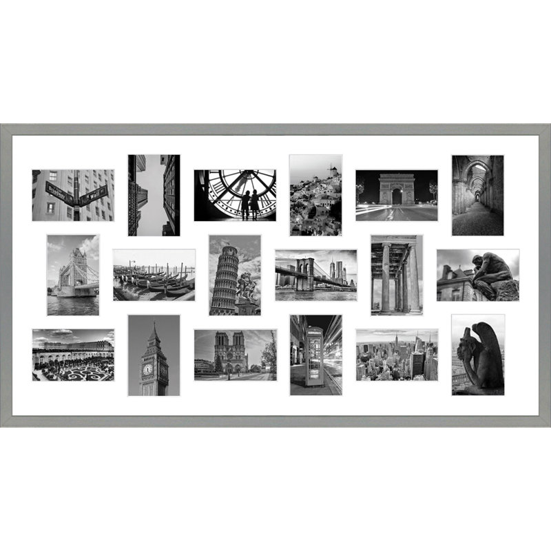 Hocine Wood Picture Frame with Mat, Light Grey