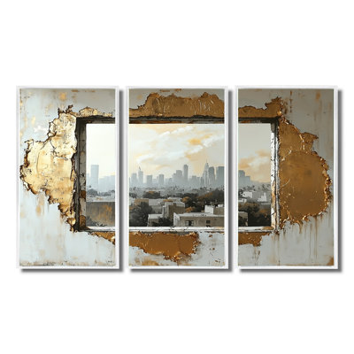 «Los Angeles In Gold and Grey Tones III», ensemble de reproductions d'art mural Los Angeles