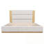 Très grande base de lit tapissier avec tête de lit en bois-390657438