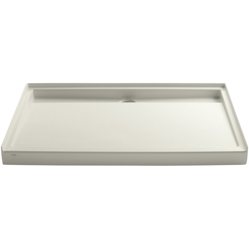 Groove 60" W x 42" D Single Threshold Shower Base, Biscuit
