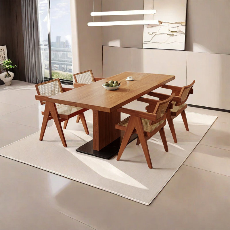 Solid wood ash dining table set, 29.53"H x 55.12"L x 27.56"W
