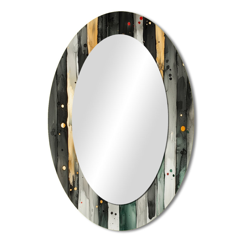 Miroir mural ovale doré et vert, 36 po x 24 po