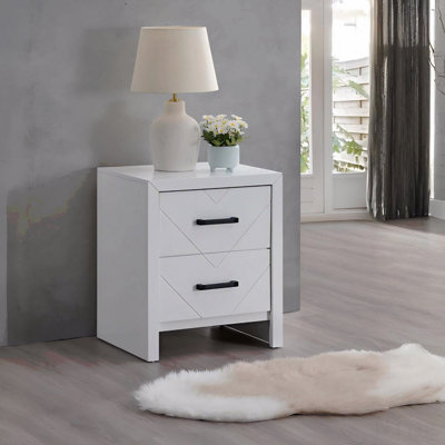 Table de chevet 2 tiroirs, finition noire