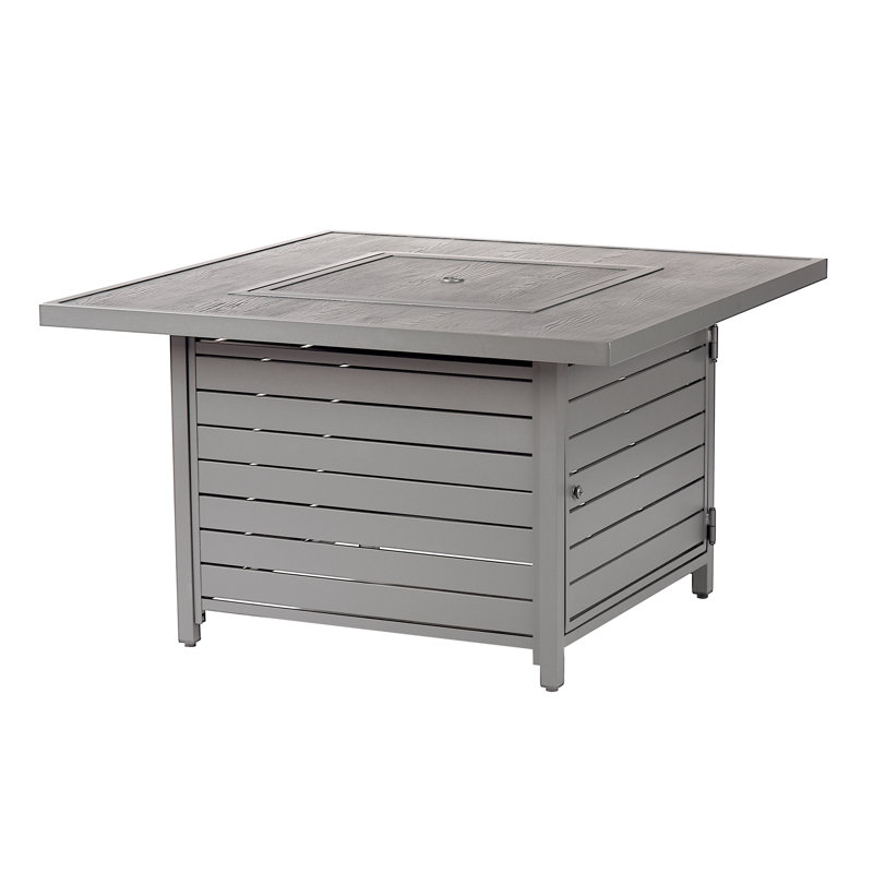 Katara Square Aluminum Propane Smokeless Fire Pit Table with Hidden Fuel Tank, Gray