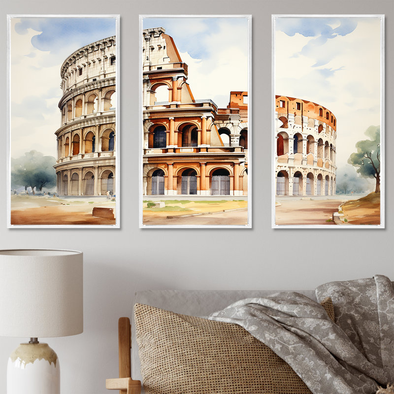 Italie, Colisée romain 1 - Italie, art mural, H 28 po x l 36 po x P 1 po, Cadre flottant blanc