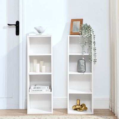 Étagère de rangement multimédia à 8 niveaux, armoire de rangement compacte CD DVD avec tablettes réglables, bibliothèque haute étroite pour le bureau à domicile, bibliothèque multifonctionnelle à deux étages