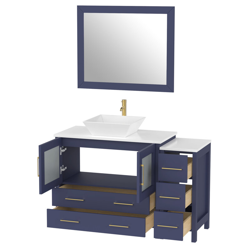  48" Single Bathroom Vanity Set with Mirror, Blue