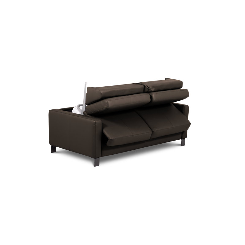 Najmul Genuine Leather Foldable Sofabed with Mattress, Brown