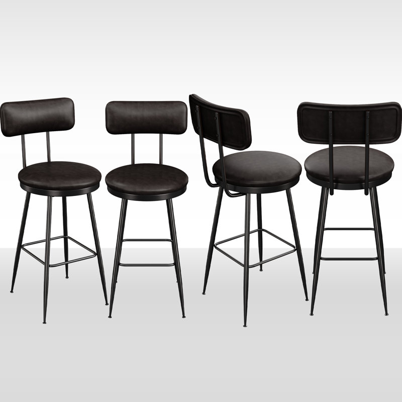 Counter Stool with Metal Frame, 4, Black