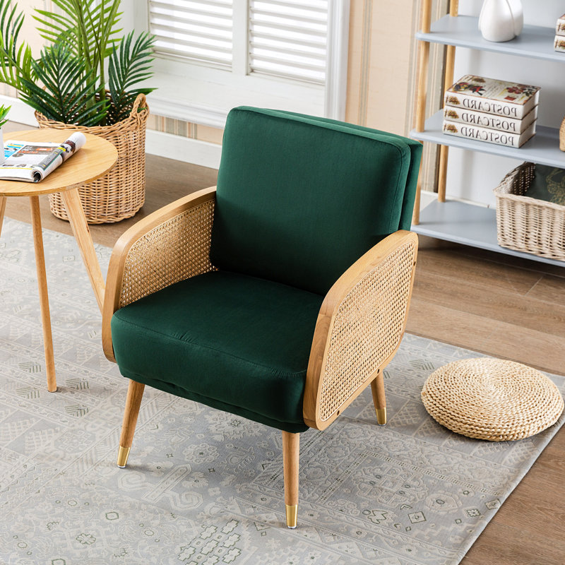 Edgao Velvet Armchair, Green