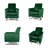 Emerald Velvet Push-Back Recliner with High Metal Legs - Modern Glam Design-1462012473