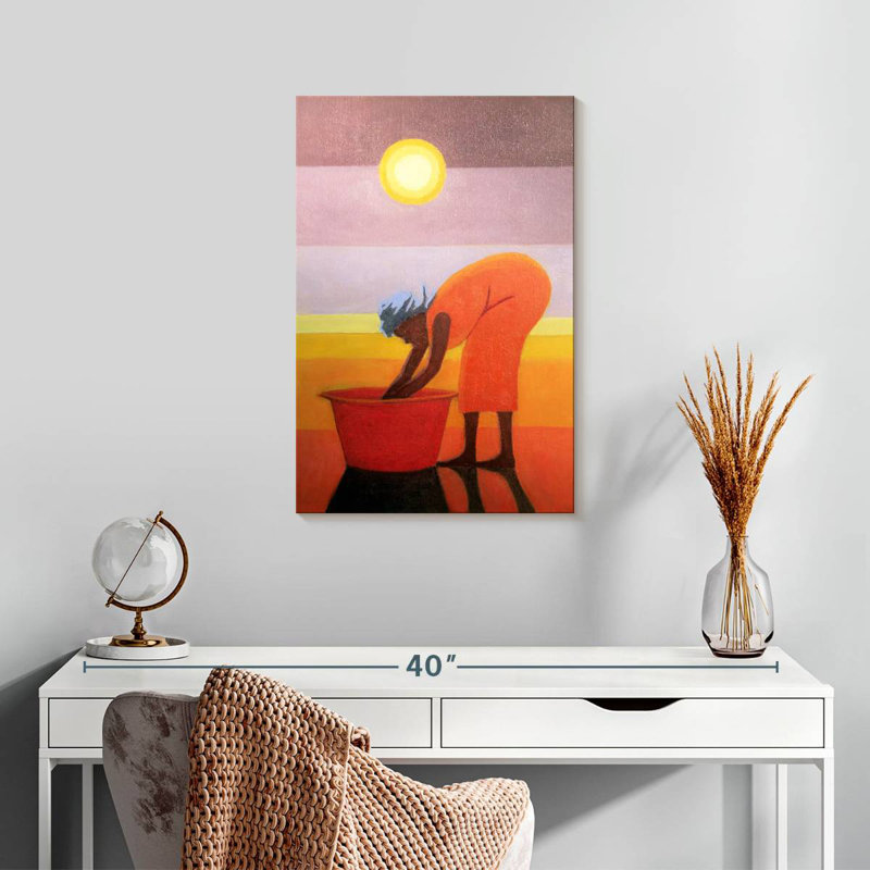Leisha The Red Bucket, 24" H x 16" W