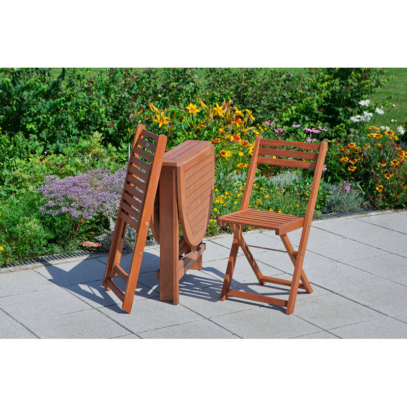 Adalmiina 2 - Person Wood Patio Dining Set with Oval Table