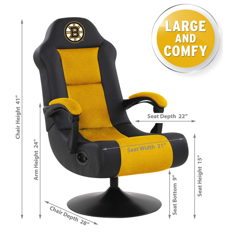 NHL Ergonomic Swiveling PC & Racing Game Chair with Built-in Speakers, Boston Bruins
