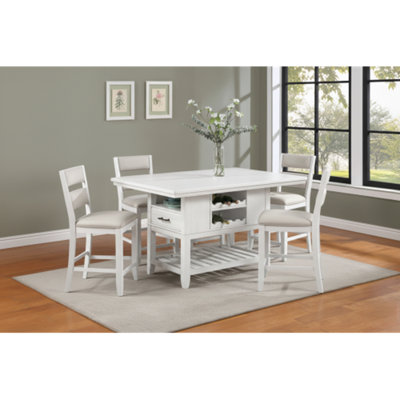 Table de salle à manger à hauteur de comptoir 5PCS avec chaises de rangement et de revêtement