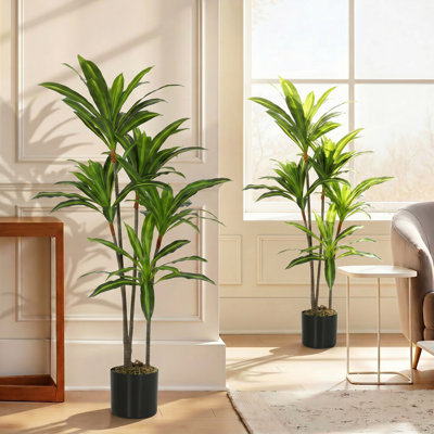 HOMCOM 150cm Artificial Dracaena Trees Set of 2 Bendable Trunks, Green