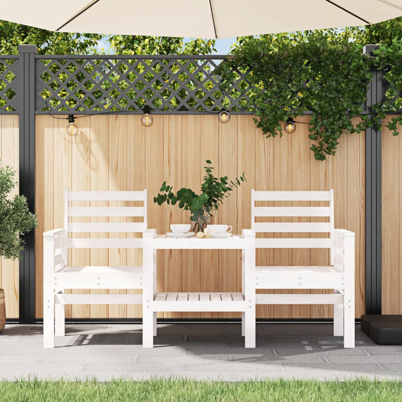 Amett Solid Wood Outdoor Bench, White