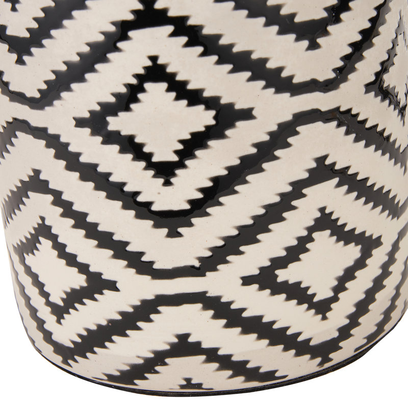 Batruk Ceramic Table Lamp, Velvet, Black