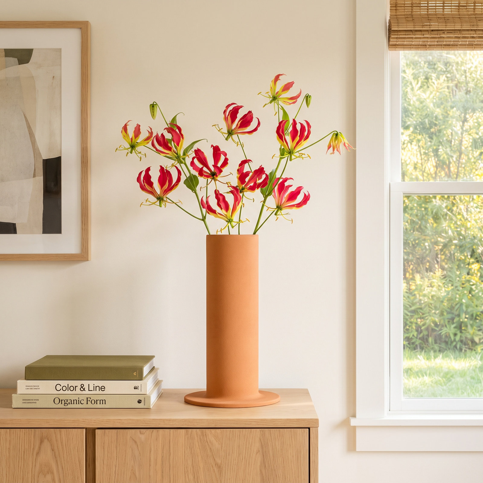 Flange Ceramic Table Vase, 12" H x 6" W x 6" D, Terracotta