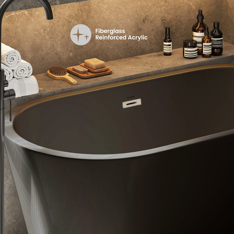 Claire 60" Freestanding Bathtub in Matte Black, Matte Black