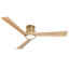 Ventilateur de plafond encastré 52 po avec lumières et télécommande, pales réversibles en bois naturel de 52 po, moteur à courant continu ultra-silencieux à 6 vitesses, ventilateur de plafond intérieur à profil bas Hugger, laiton