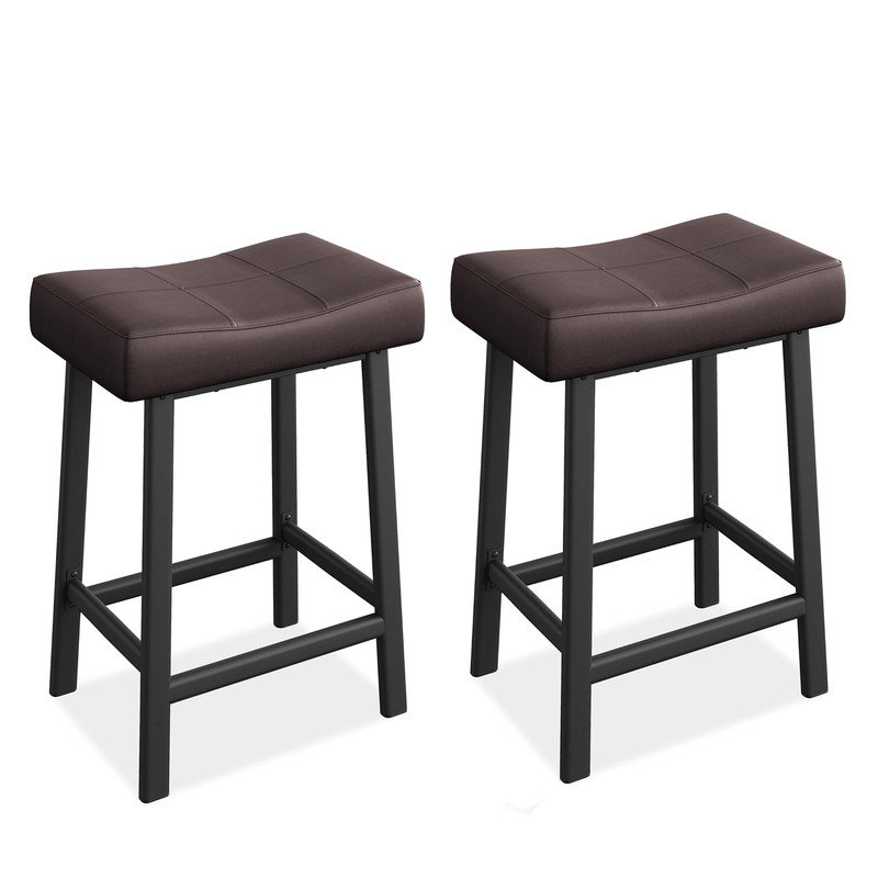 Counter Stool with Metal Frame, Brown, Black
