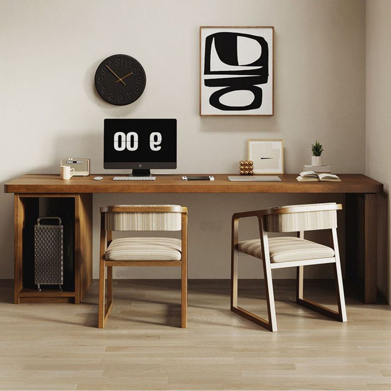 Dark Walnut Rectangular Solid Wood Writing desk, 29.53" H x 62.99" W x 23.62" W